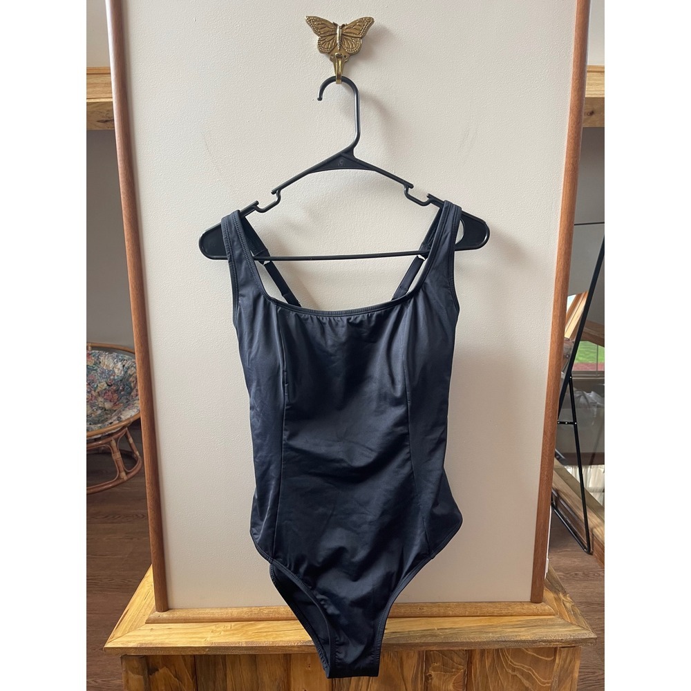 Cupshe Womens Black Slim & Sculpt Lace Up One Piece Swimsuit Size L